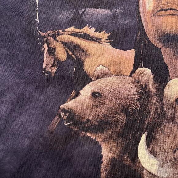 Two (2) The Mountain Native American Graphic Tee Shirts Large Red Tie Dye Blue - Picture 10 of 15